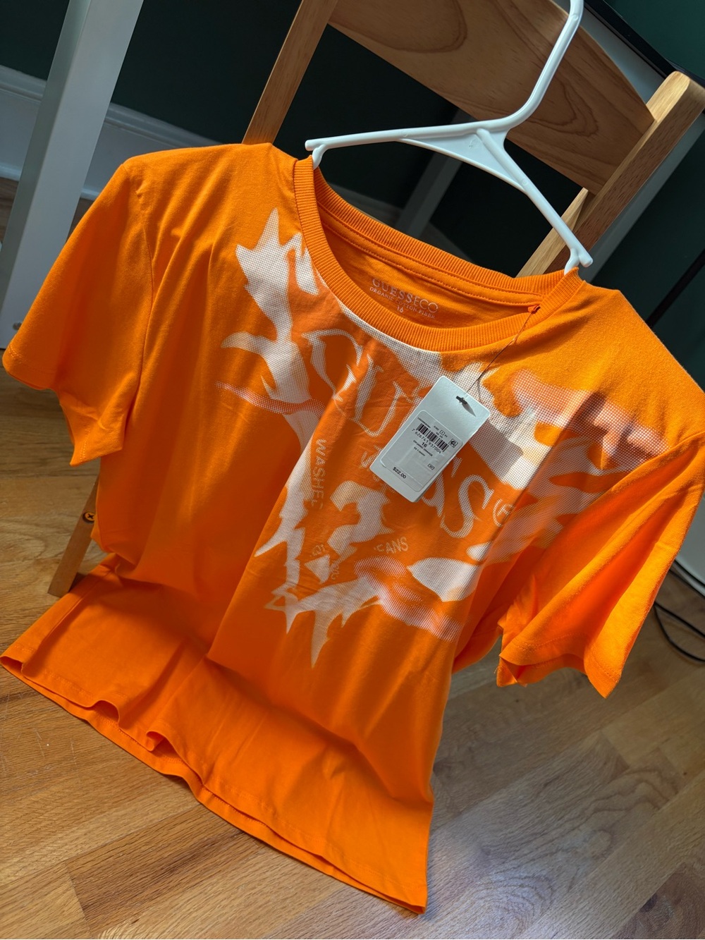 Guess Orange Short Sleeve Tee with White Graphic